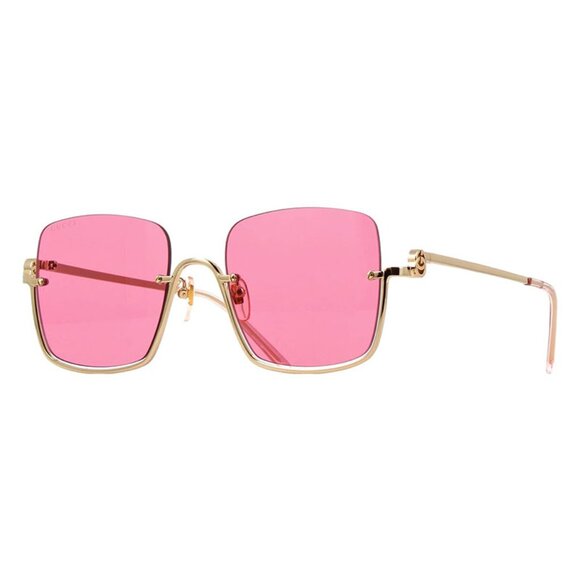 NEW GUCCI SQUARE SUNGLASSES GUCCI GG1279S 003 GOLD PINK EYEWEAR - Picture 1 of 3